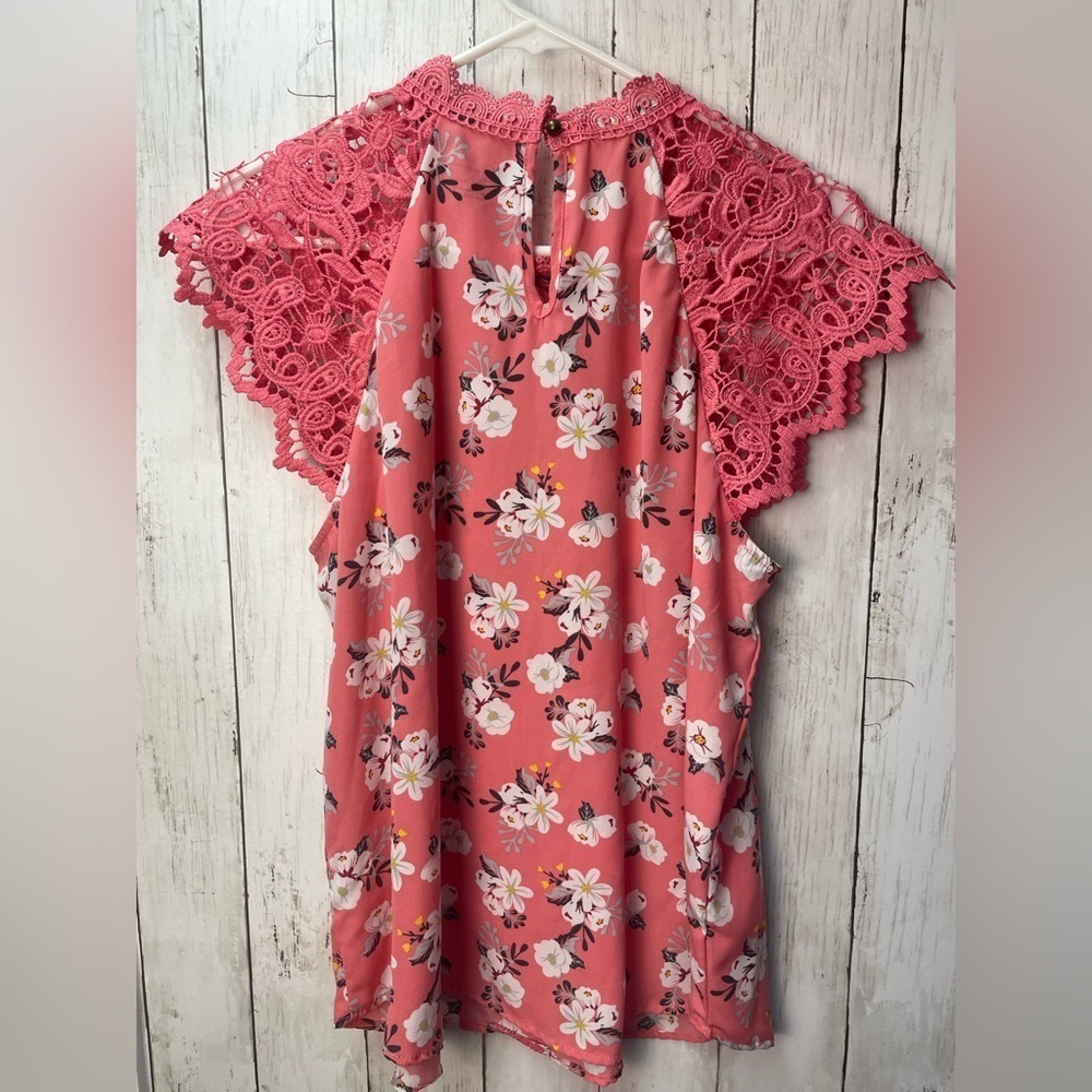 No Boundaries Pink Ruffled Cap Sleeve Blouse size XL - Picture 8 of 11